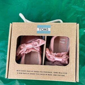 TOMS Blush Satin Bow Flats